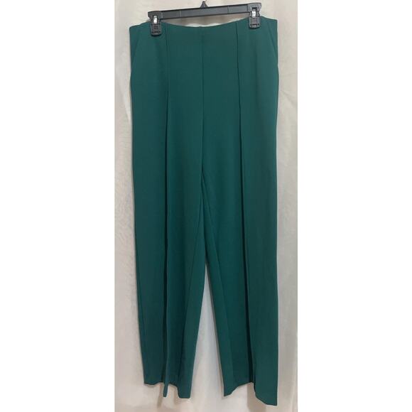 Liz Claiborne Medium Bold Emerald 4‎ Way Stretch Wide Leg Pants Work $54 - Picture 1 of 7